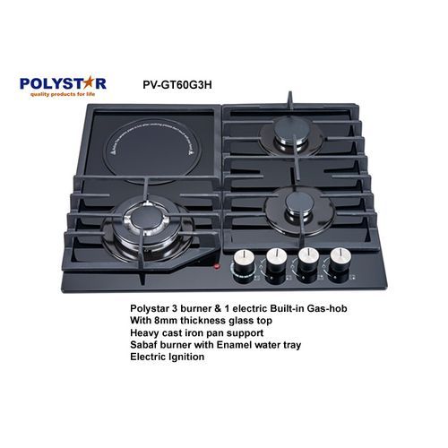product_image_name-Polystar-Built-in Gas Hob 3 Gas And 1 Electric-1