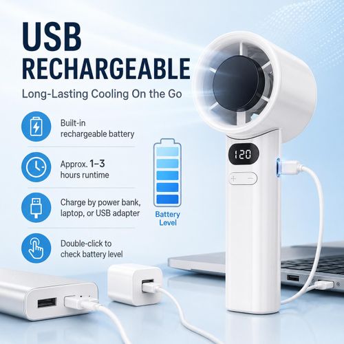 DORXTI White Portable Handheld Fan 800mah - image 5