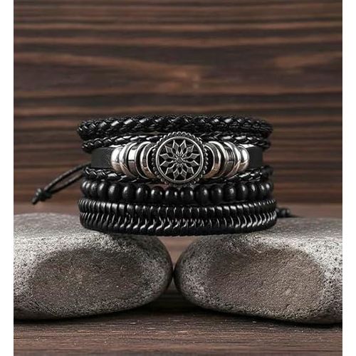 Fashion Vintage Multi-Layer Braided Leather Wristband-v2 - image 2