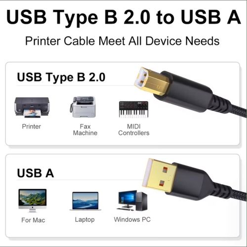 Generic USB Printer Data Cable ( 1 Meter )  – High-Speed USB Type-A Male to Type-B Male - image 4