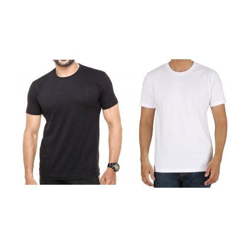 product_image_name-Fashion-Men's 2in1 Plain White/black Round Neck T-Shirt-1