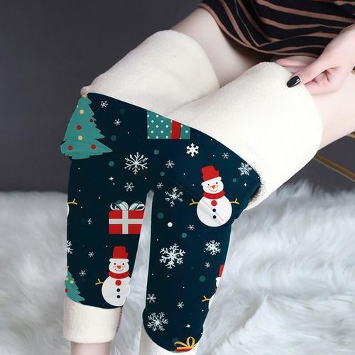 Generic 2023 Autumn And Winter New Women's Padded Thermal Pants Printed  Stretchy High Waist Leggings