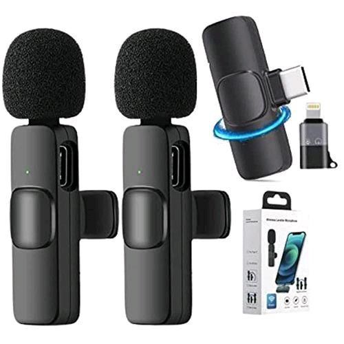 Generic K9 Dual Wireless Lapel Microphone Lavalier Mic TYPE-C Android Phones IPhone + IOS Adapter