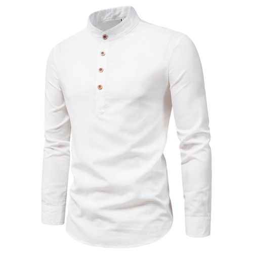 Cotton Lien Solid Color Shirts Trendy Long Sleeve Elegant Office