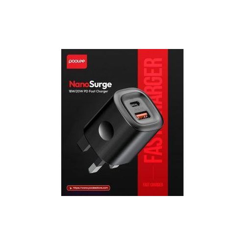 product_image_name-POOLEE-NanoSurge- PD 18w+20w Fast Charger (Type-C to Type-C Cable)-1