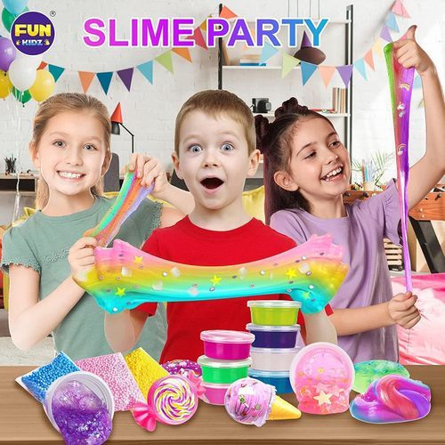 33 Cups Jumbo Slime Kit for Kids, FunKidz Premade Ultimate Slime Pack to  DIY Soft, Cloud, Clear, Butter, Glitter, Glow in Dark Slime Making Kits  Super