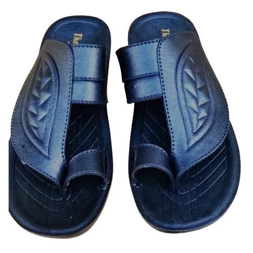 Fashion Black Waterproof Toe-Ring Slides - PVC Palm Slippers