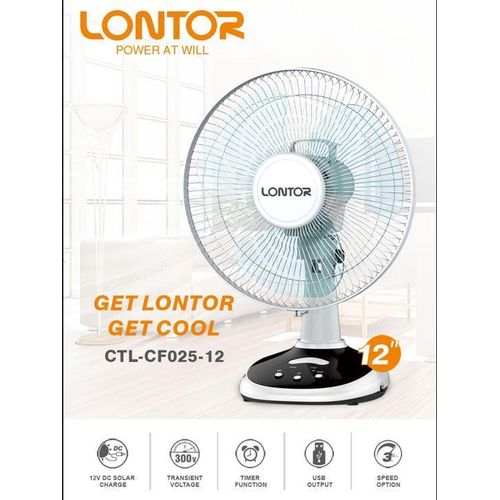 product_image_name-Feelontop-12 Inches Rechageable Table Fan with Solar Panel ( CTL-CF025-12)-1
