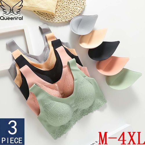 Fashion 3pcs Latex Bra Seamless Bras For Women Underwear Push Up Bralette  With Pad Vest Top Bra S10