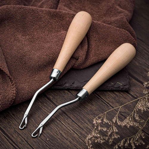 2pcs Wooden Bent Latch Hook Tool and Plastic Latch Hook Crochet Needle