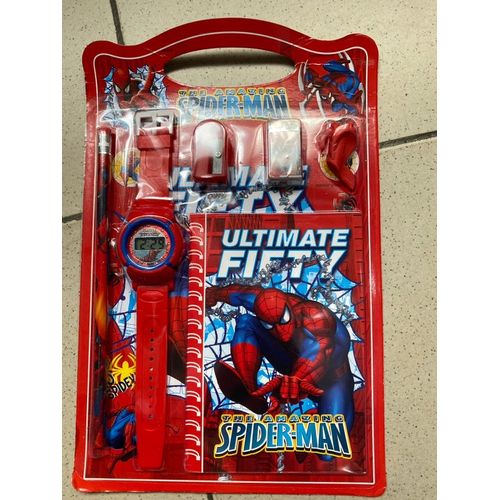 product_image_name-Spider Man-Glowing Spiderman Boy Wristwatch And Stationary-1