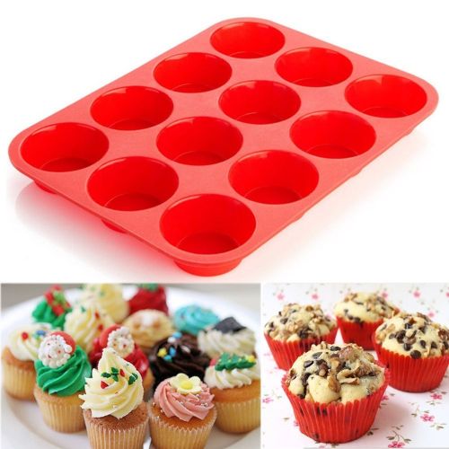 Silicone Muffin Pan - 12 Cups Regular Silicone Cupcake Pan, Non