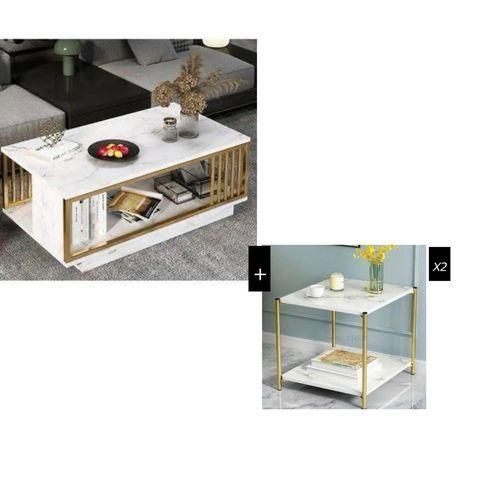 Generic High Quality Exotic Faux Marble (MDF Wood)Centre Table And Luxury Side Stool