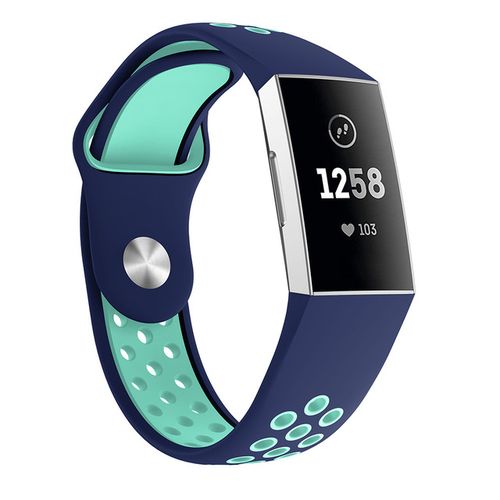 Bracelet rechange pour Fitbit Charge 3/Fitbit Charge 4 - Noir Bleu