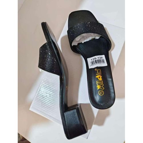 product_image_name-Fashion-Women's Shoes Sandals Slippers Block Mid Heels-Black-2