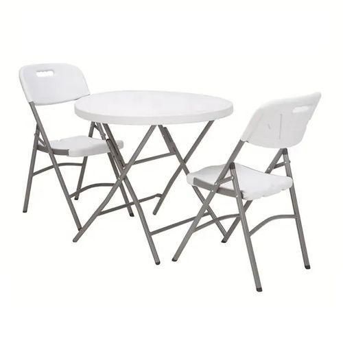 Generic ROUND 80CM FOLDING STRONG PLASTIC TABLE +2 FOLDING CHAIRS