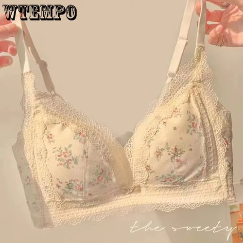 Rimless Bra Without Steel Ring Pendants Breathable Sexy Lingerie  Perspective Bralette Floral Lace Bras Unlined Female Underwear - AliExpress