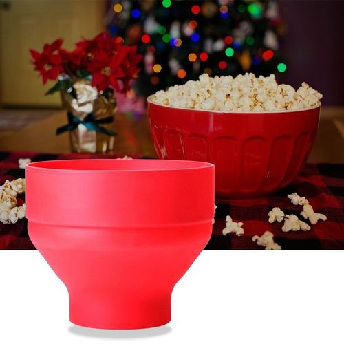 Popcorn Bucket Popcorn Microwave Foldable Red Silicone High