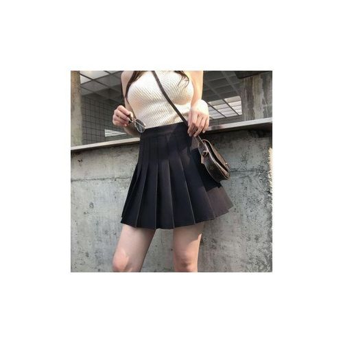 Women's Basic Versatile Stretchy Flared Casual Mini Skater Skirt 