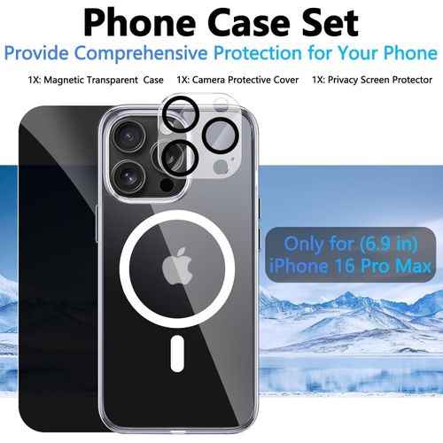 Generic ZZYYQSL Magnetic case for iPhones Clear with Privacy Screen Protector & Camera Protection, Compatible with Magsafe, Shockproof Protective... - image 4