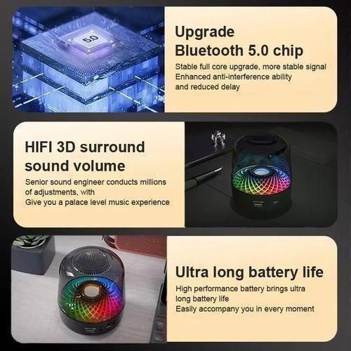 product_image_name-TYNIX-MQM4 Bluetooth Speaker Heavy Bass Transparent Glass W/ TF/FM/AUX & LED Light-8