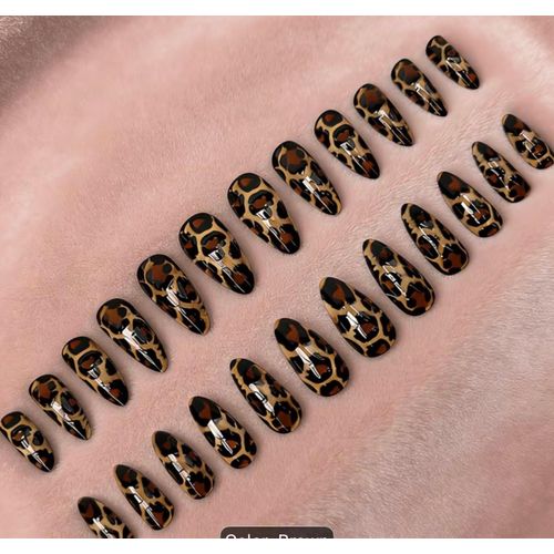 Generic Brown Leopard print Stick on Nails - image 2