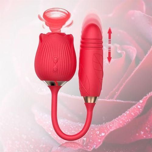 Generic USB Charging Two-in-one Automatic Retractable Rose Vibrator Sex toy - image 2