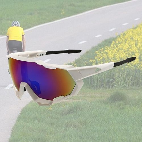 Generic Men Polarized Cycling Sunglasses UV400 Bike Ski Driving White