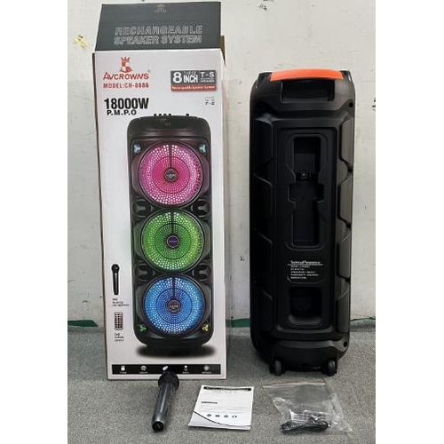 product_image_name-Avcrowns-Three 8 inches rechargeable Bluetooth speaker with 1 wireless mic and remote control-2