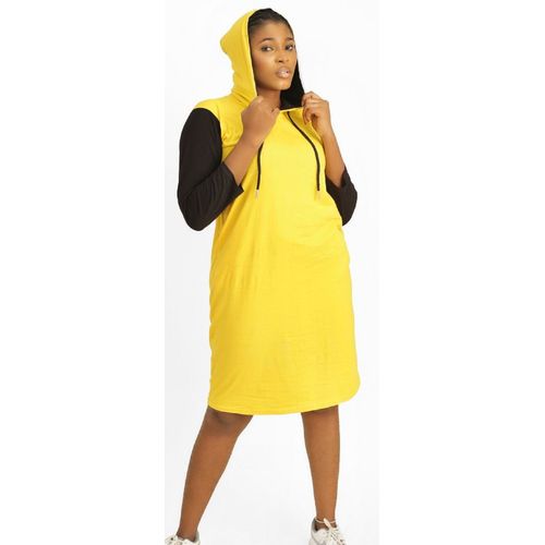 Mustard hoodie dress deals