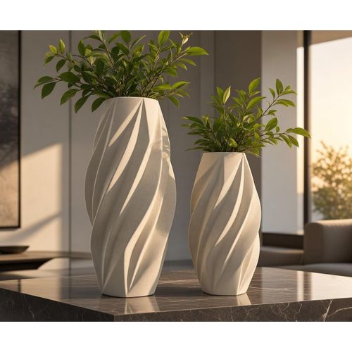 Generic 2IN1 Minimalist Ceramic Twist-Design Decorative Floor and Table Vases