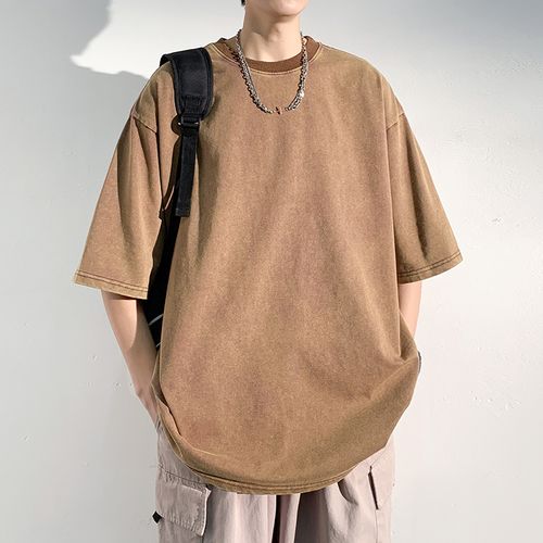 Drop Shoulder T-Shirt - Brown  Oversized tee outfit, Oversized shirt men,  Cool outfits for men