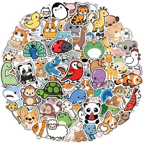 product_image_name-Generic-100 PCS Water Bottle Stickers for Kids,Waterproof Vinyl Animal Stickers for Kids,Skateboard,Laptop Stickers for Girls Boys Classroom Prizes-1
