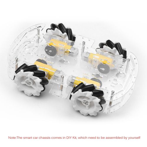 4WD Smart Car Chassis DIY Kit Omni-mobile Dual Layer Platform with 4  Omni-directional Wheels