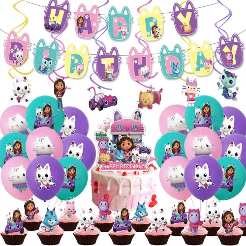 Generic Gabby Dollhouse Birthday Decorations Balloons Arch Kit Cat