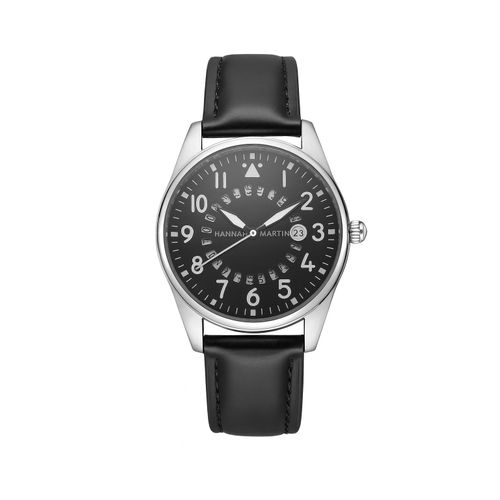 product_image_name-Hannah Martin-Black Dial Black Leather Strap Watch-1