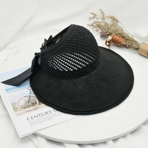 Fashion (One Size) Summer Female Sun Hats Big Brim Classic Bowknot Foldable  Fashion Straw Hat Casual Outdoor Beach Cap For Women UV Protected Hat