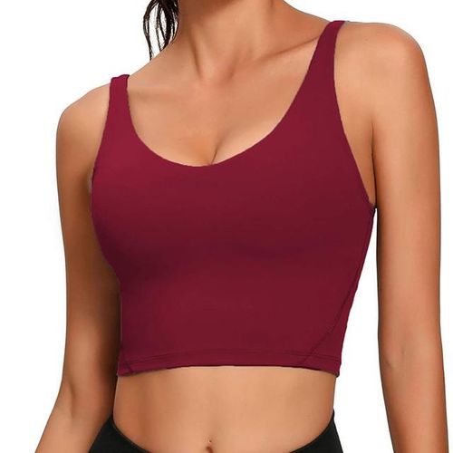 Womens Crop Top Longline Sports Bras Tank Tops Wirefree Shirts