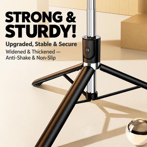 Generic Bluetooth Selfie Stick Tripod +Fill Light & Shutter Remote - image 3