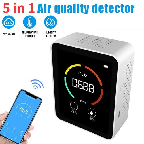 Bluetooth Air Quality Monitor Temp Humidity TVOC CO2 HCHO Indoor Air  Detector