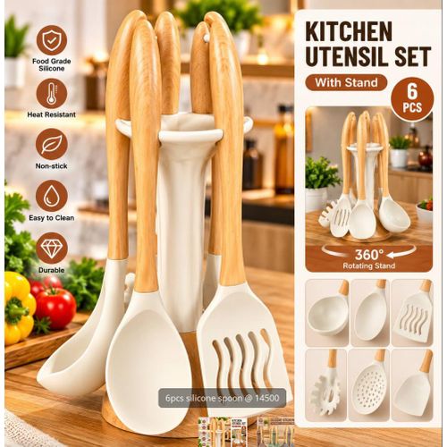Generic 6PCS Silicon Non-Stick Cooking Spoon Set
