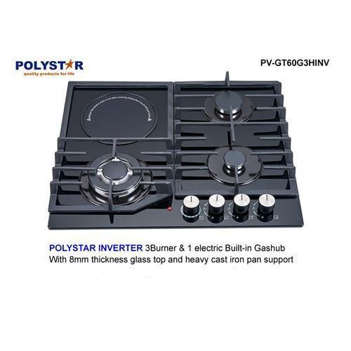 product_image_name-Polystar-3 Burners And 1 Electric Built-In Gas Hob-1