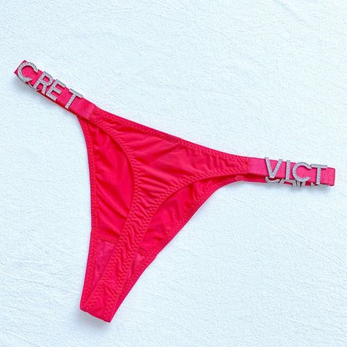 Fashion Sexy Rhinestones Low Waist 3d Logo Panties Women Bikini Brand  Design Underwear