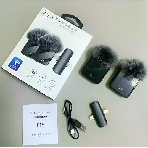 product_image_name-Generic-F15-2 3-in-1 Wireless Lavalier iphone & Android Compatible Noise Cancelling Double Microphone for Vlogging-3