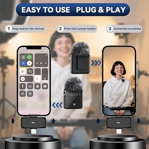 product_image_name-Generic-F15-2 3-in-1 Wireless Lavalier iphone & Android Compatible Noise Cancelling Double Microphone for Vlogging-5