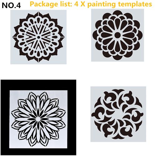 4Pcs 15X15 Mandala Stencils For Wood Tiles Fabric Wall Stencil Painting  Tools DIY Home Decoration Drawing