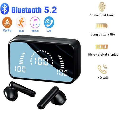 Generic S20 Wireless Bluetooth Earphone Touch LED Stereo Audio Black