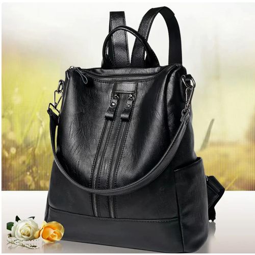 Fashion Women Soft Leather Backpack Large Capacity Shoulder Bags - image 3