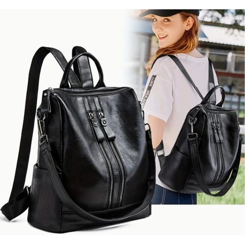 Fashion Women Soft Leather Backpack Large Capacity Shoulder Bags - image 4