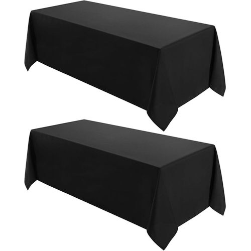 Generic Classic Series 2 Pack 90 * 132inch Black Rectangle Tablecloth Stain & Wrinkle Resistant Polyester Rectangular Table Cloth for Kitchen Dining...